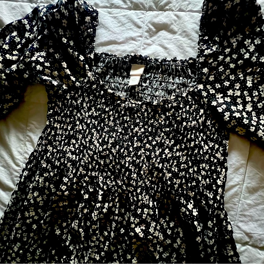 H&M Flower Summer Black Dress